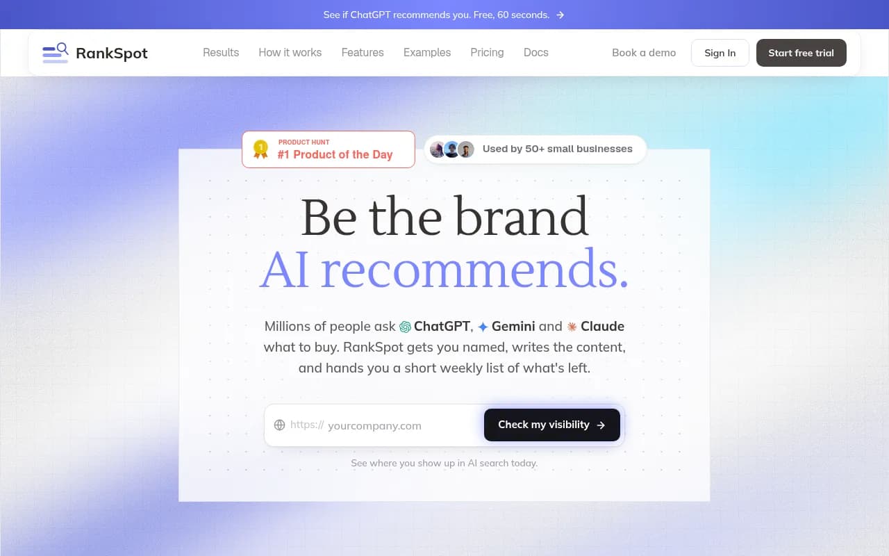 Screenshot of RankSpot website