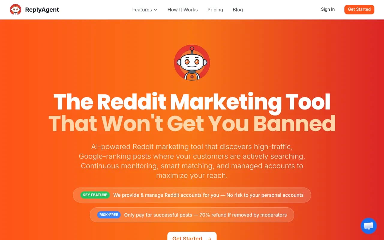 Screenshot of ReplyAgent.ai website