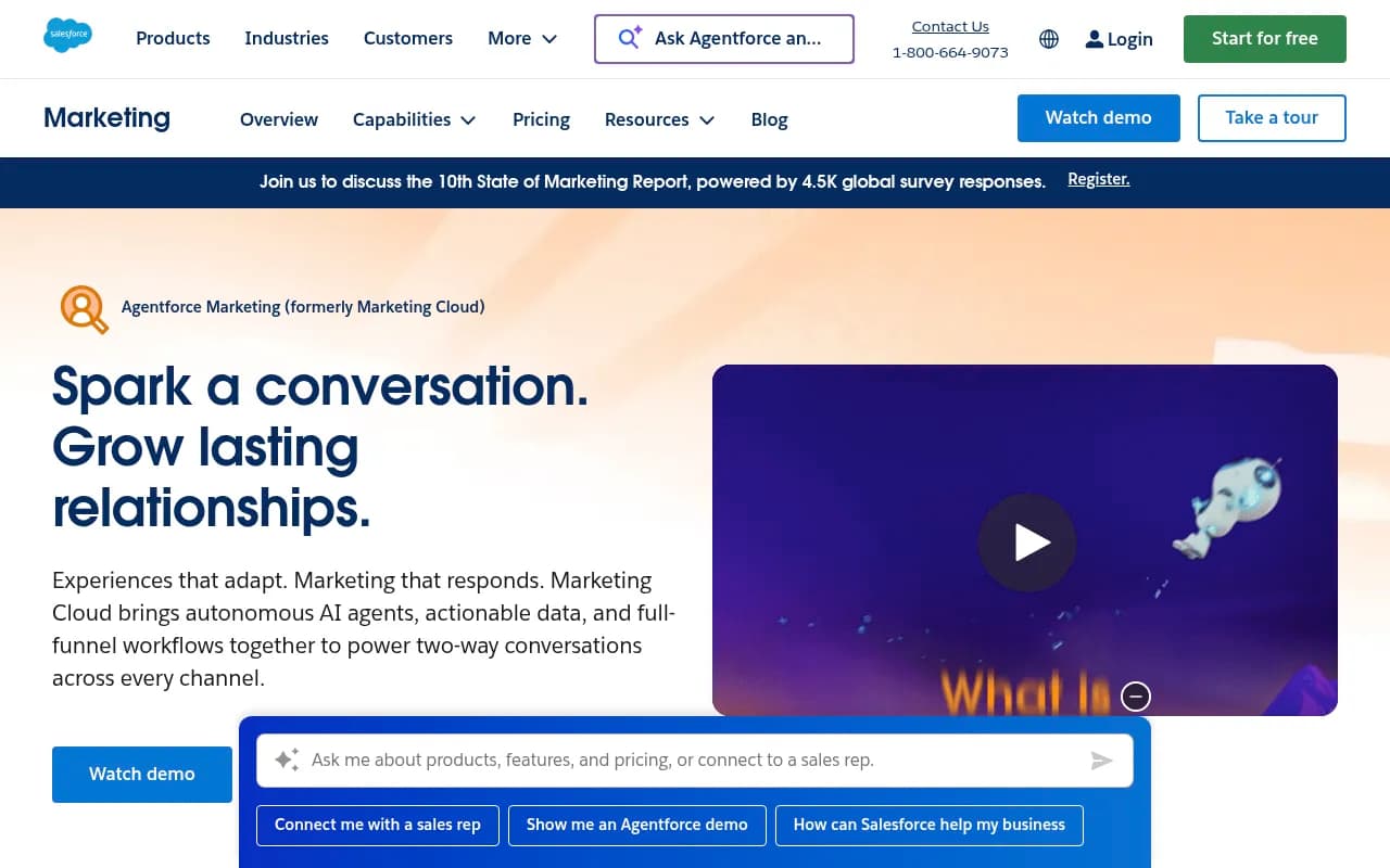 Screenshot of Salesforce Marketing Cloud website