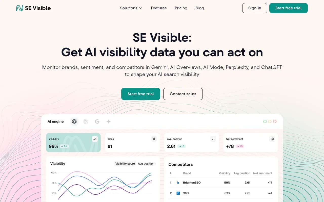 Screenshot of SE Visible website