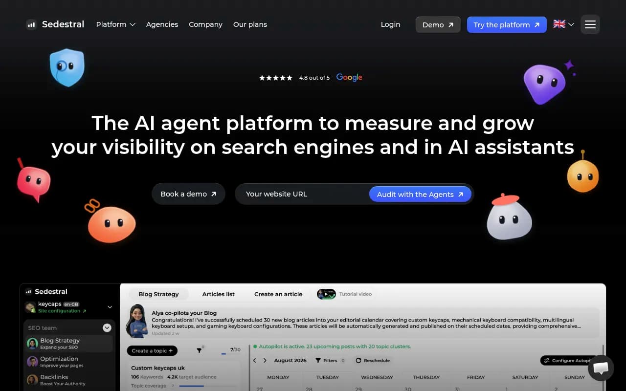 Screenshot of Sedestral website