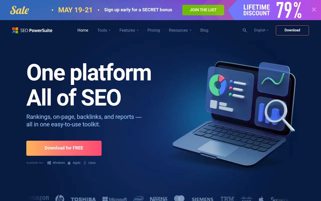 Screenshot of SEO PowerSuite website