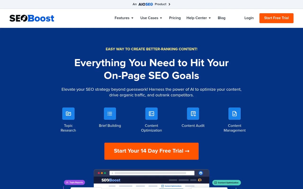 Screenshot of SEOBoost website
