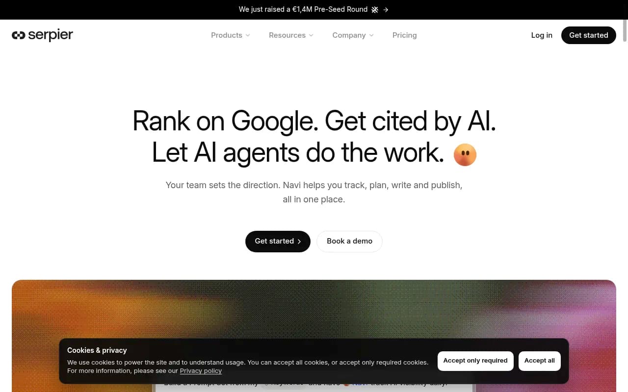 Screenshot of Serpier website
