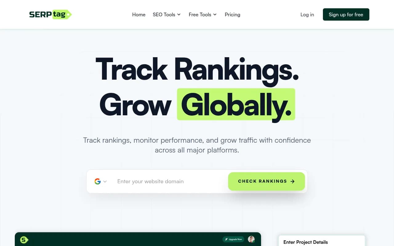 Screenshot of SERPtag website