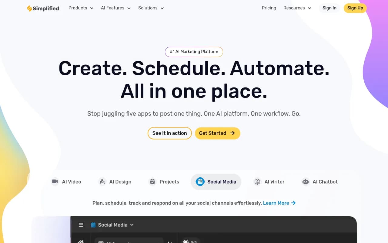 Screenshot of Simplified website