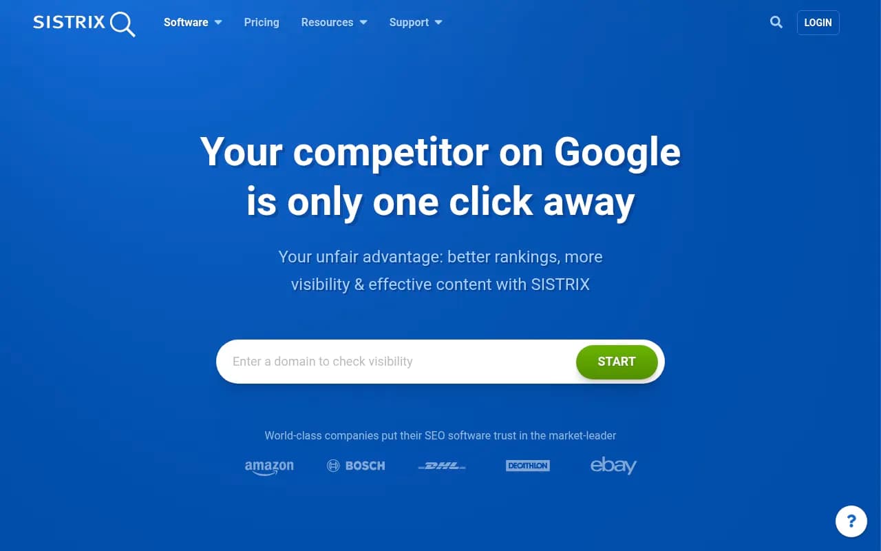 Screenshot of Sistrix website