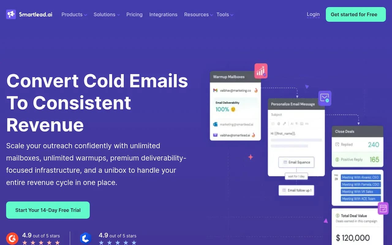 Screenshot of Smartlead website
