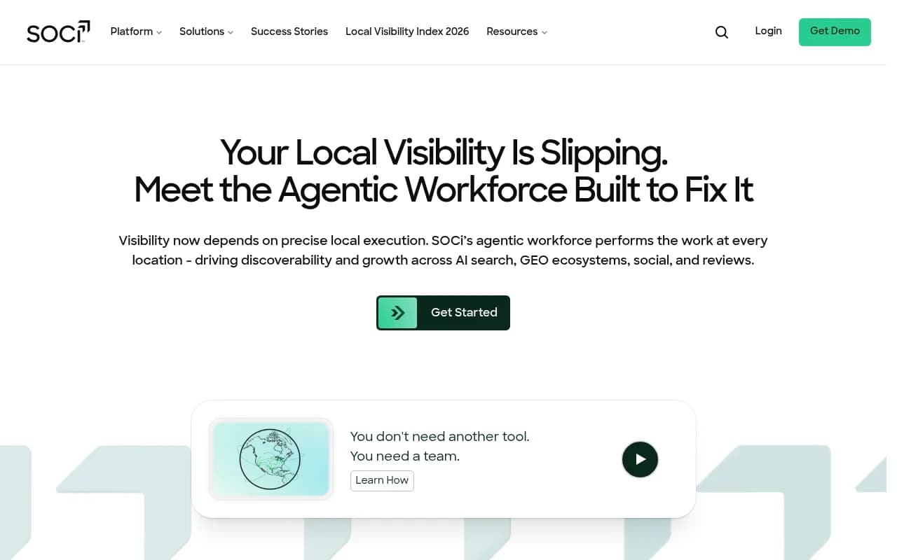 Screenshot of SOCi website