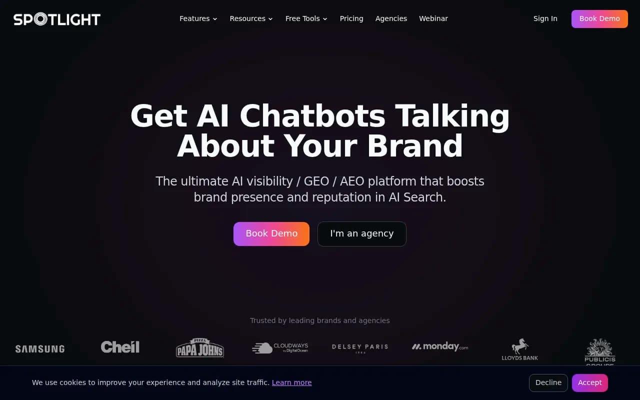 Screenshot of Spotlight website