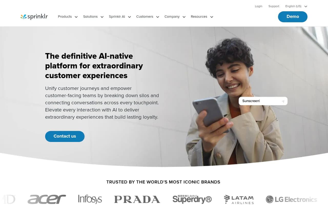 Screenshot of Sprinklr Social website