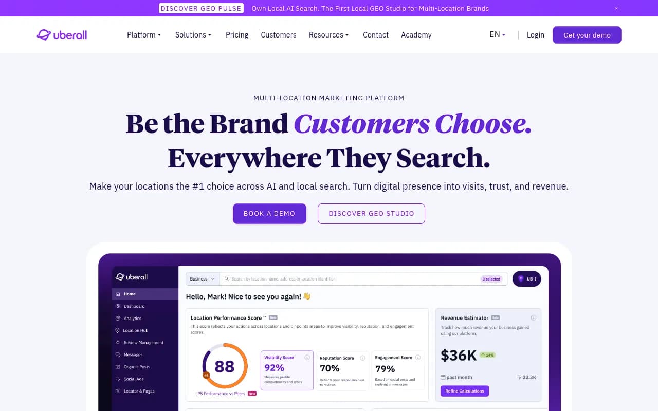 Screenshot of Uberall website