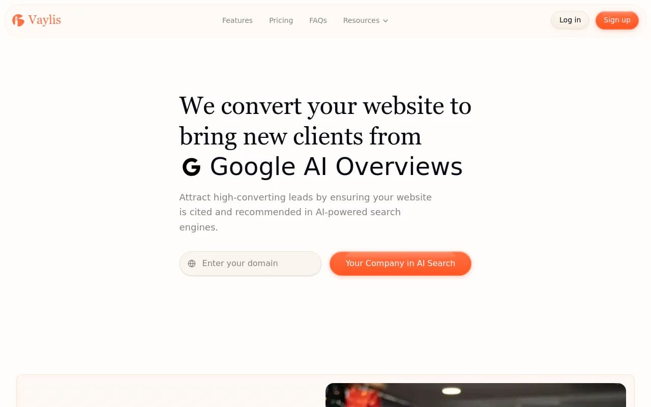 Screenshot of Vaylis website