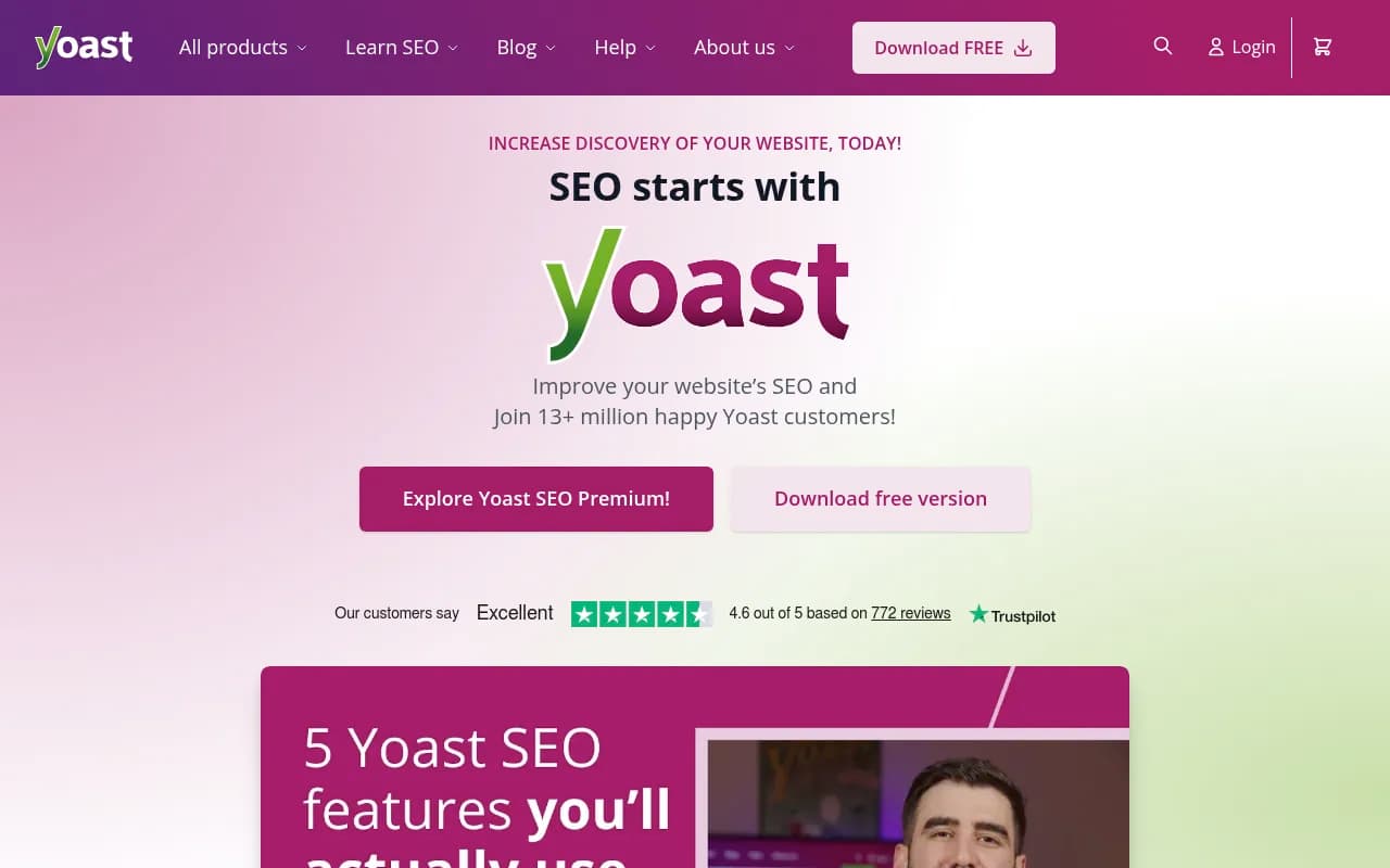 Screenshot of Yoast SEO website