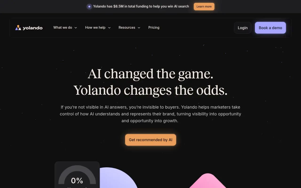 Screenshot of Yolando website