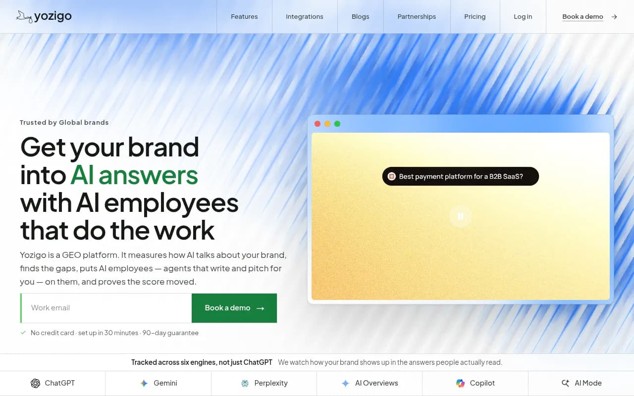 Screenshot of Yozigo website